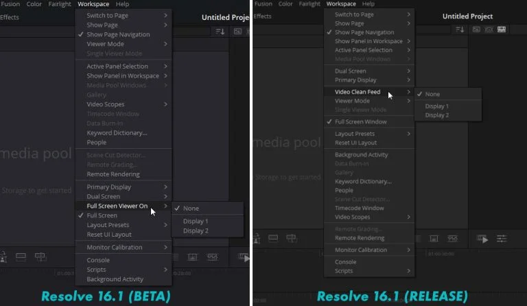 turn on full screen viewer in davinci resolve