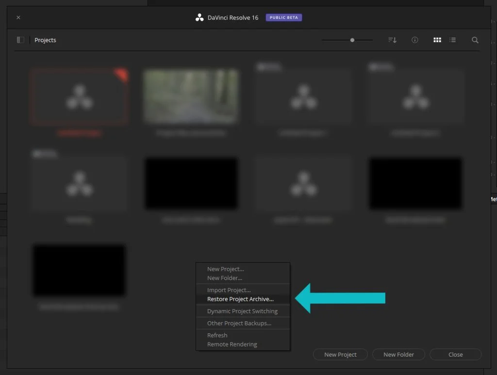 open archive in davinci resolve