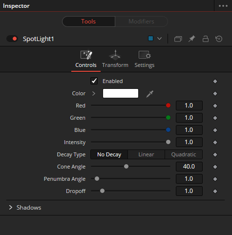 Spot light controls