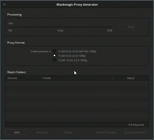 Blackmagic proxy generator