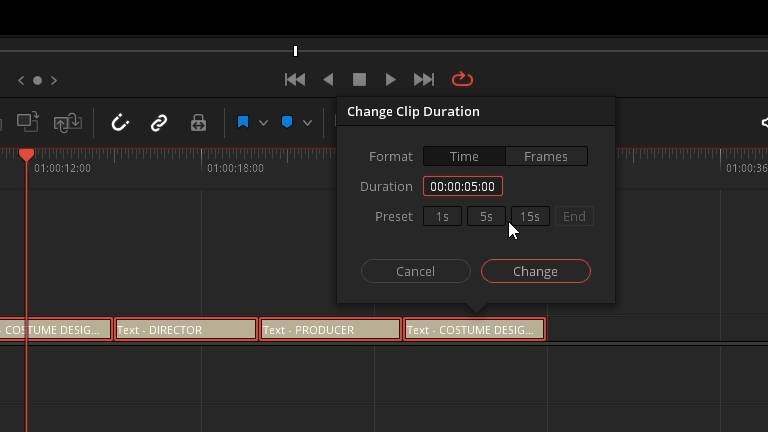 change clip duration