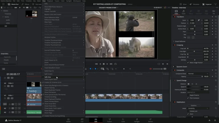 crop videos in davinci resolve