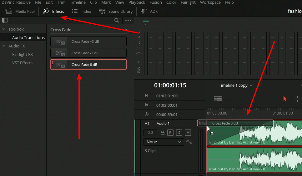 cross fade fairlight