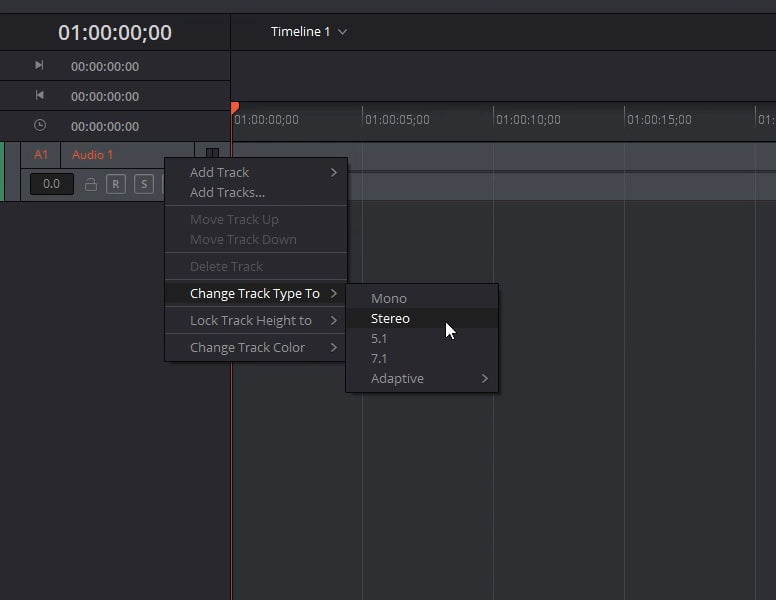 fairlight change number of channels in track