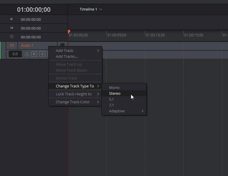 fairlight change number of channels in track