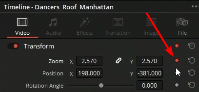 turn on keyframes for zoom