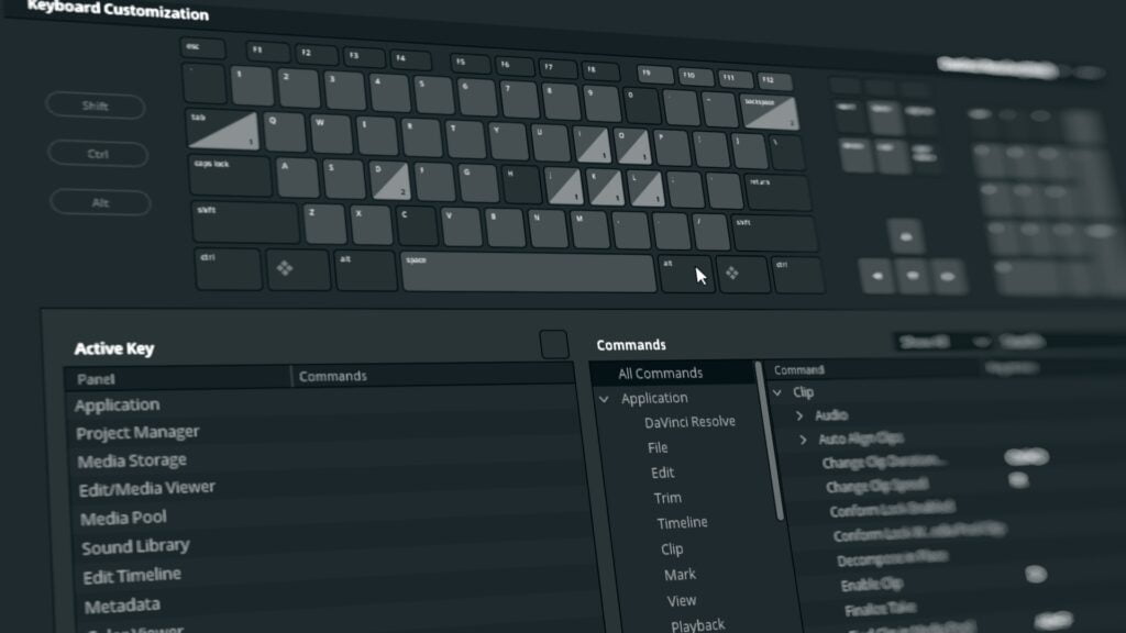 davinci resolve keyboard shortcuts