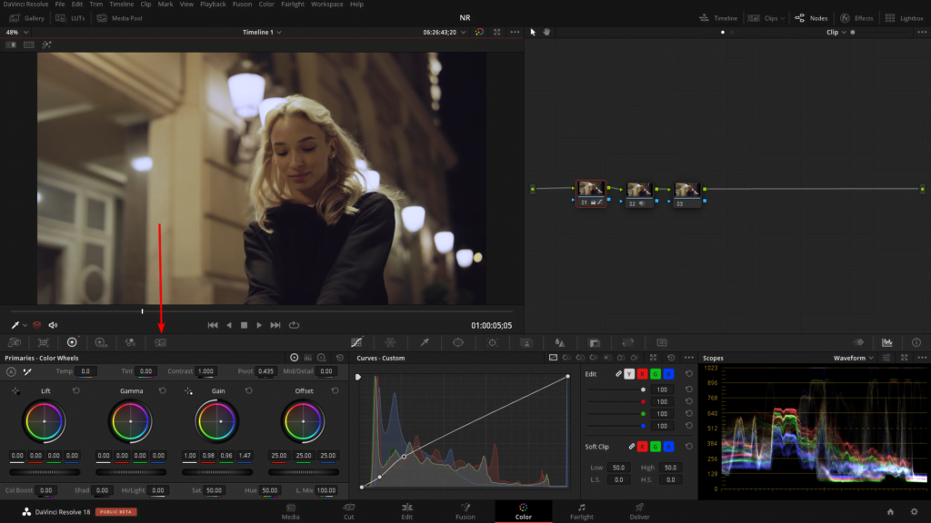 Noise Reduction in DaVinci Resolve location