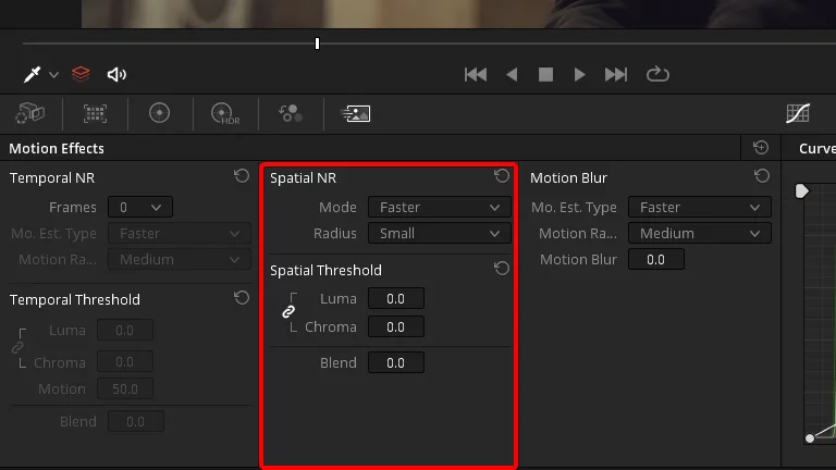 Spatial NR Controls DaVinci Resolve