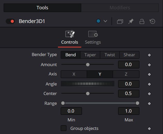 bender controls in fusion node
