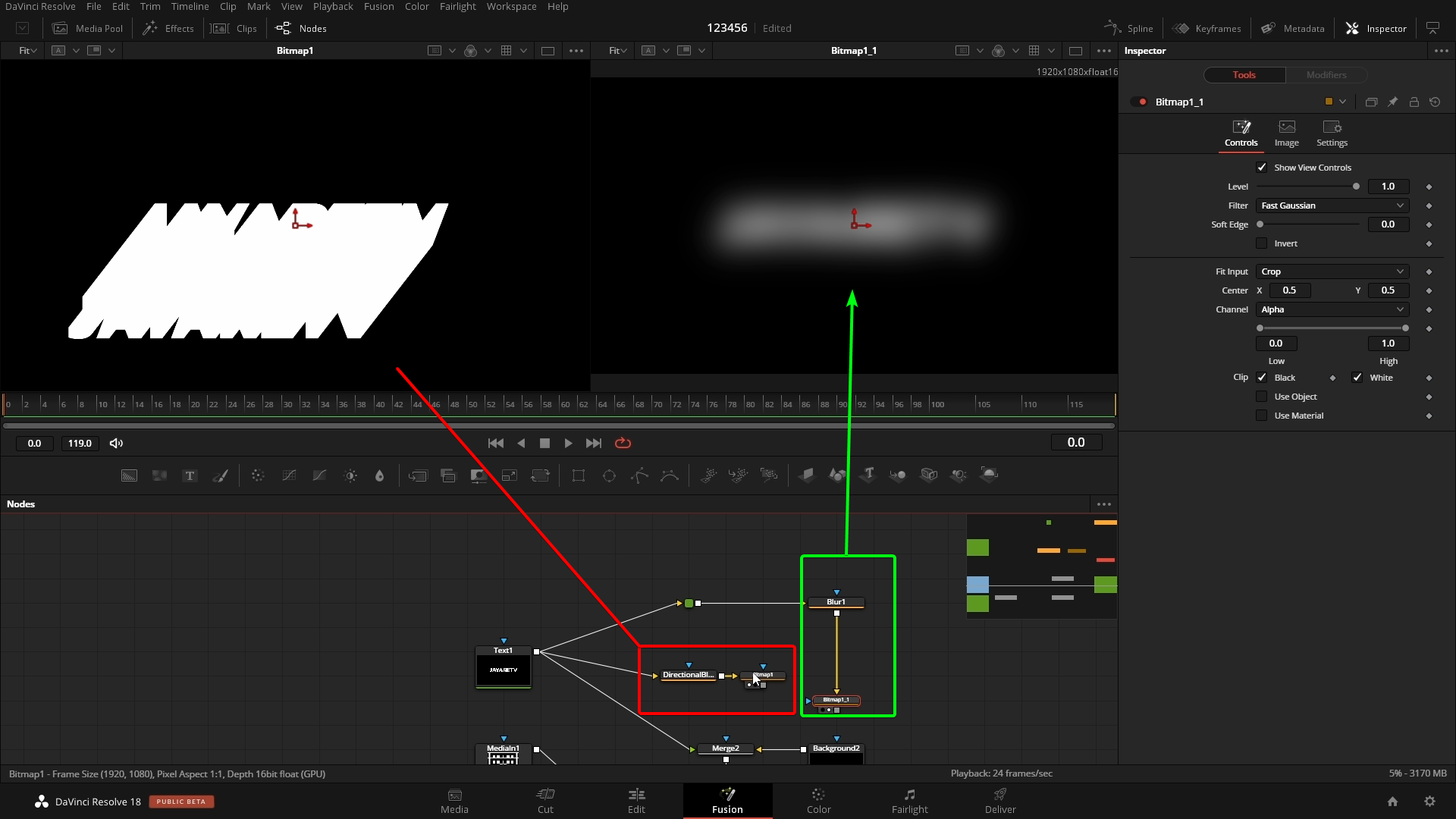 davinci resolve fusion text drop shadow