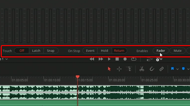 fairlight automation record settings