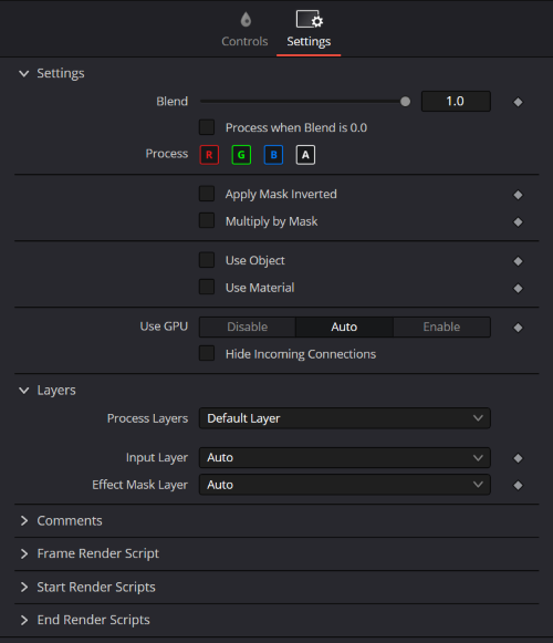 settings in inspector for blur nodes