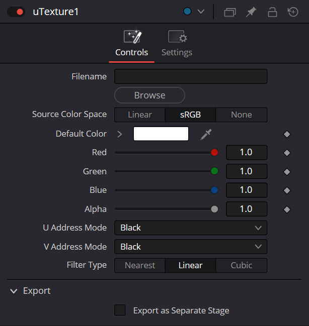 uTexture Node controls tab