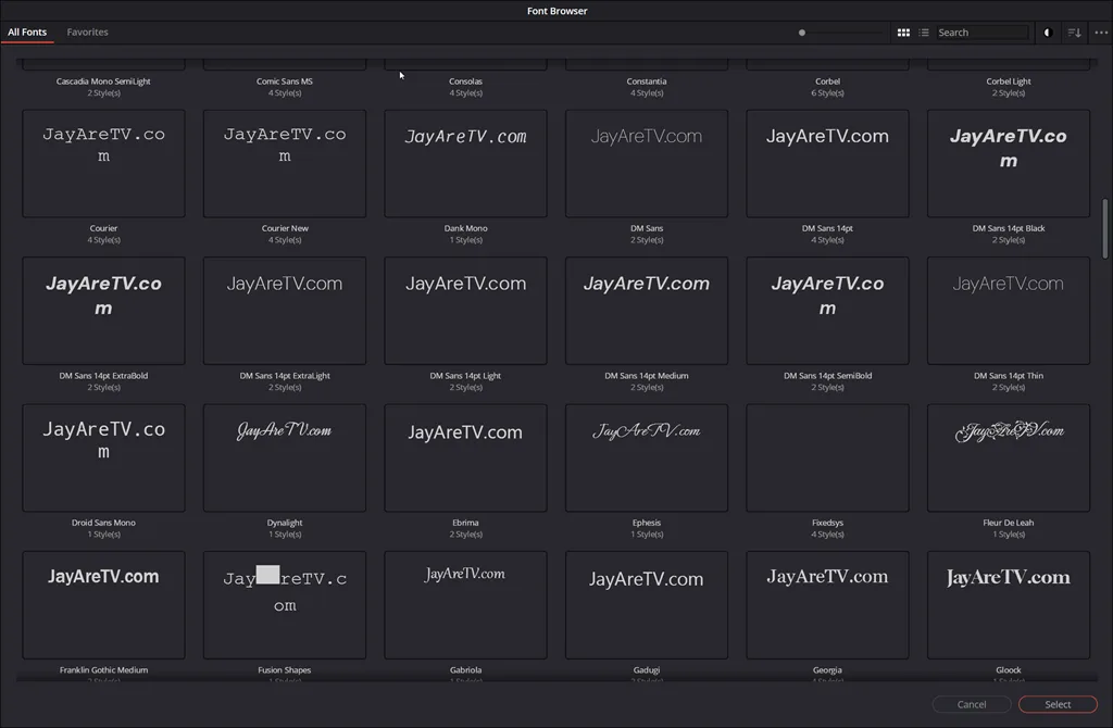 DaVinci Resolve 21 Visual Font Previews and Dedicated Font Browser